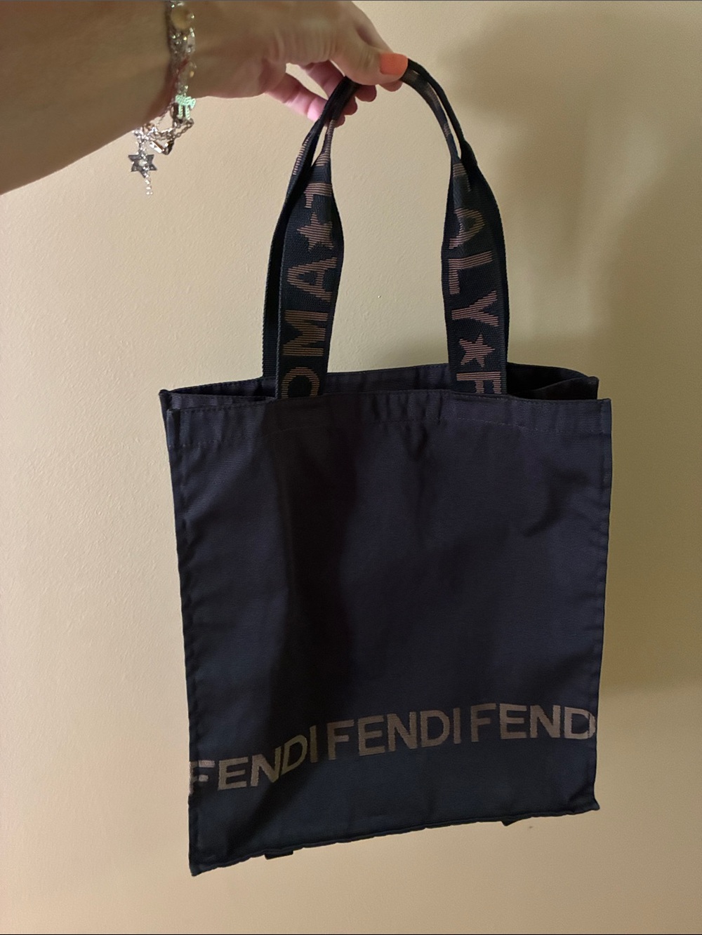 Fendi Black Tote with Contrasting Logo Handles